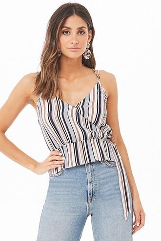 Forever21 Striped Faux Wrap Cami