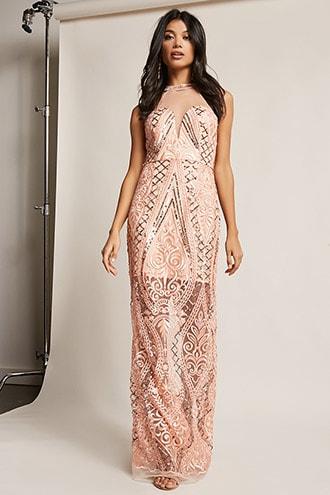 Forever21 Soieblu Sheer Sequin Maxi Dress