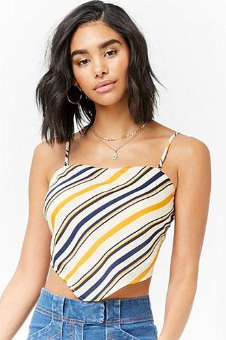 Forever21 Striped Satin Cropped Cami