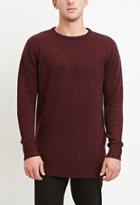 21 Men Men's  Vented-hem Marled Sweater (burgundy/black)