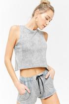 Forever21 Mesh Knit Raw-edge Top