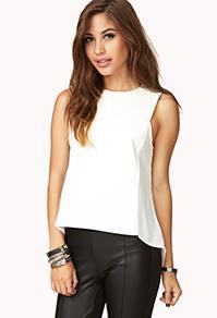 Forever21 Floral Stitched Faux Leather Top
