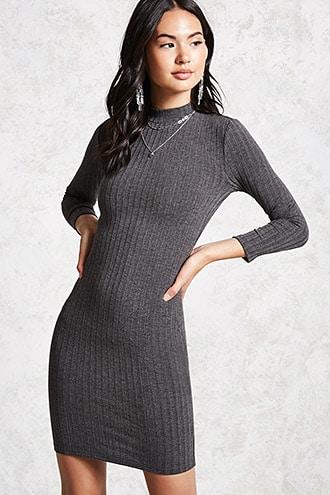 Forever21 Ribbed Mock Neck Bodycon Dress