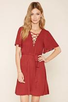 Love21 Women's  Brick Contemporary Lace-up Dress