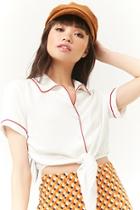 Forever21 Tie-front Cropped Shirt