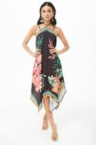 Forever21 Crepe Tropical Print Trapeze Dress