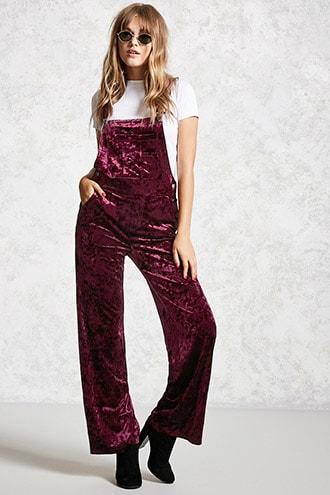 Forever21 Crushed Velvet Overalls