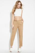 Forever21 Women's  Taupe Tapered D-ring Belt Pants