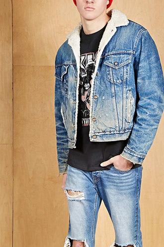 Forever21 Repurposed Denim Sherpa Jacket