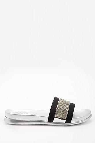 Forever21 Metallic Rhinestone-embellished Slides