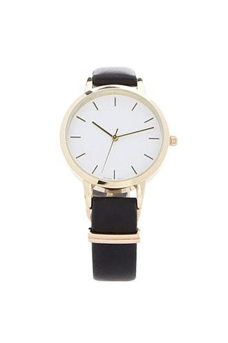 Forever21 Round Face Faux Leather Watch
