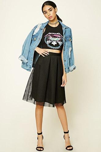 Forever21 Women's  Mesh Pleated Midi Skirt