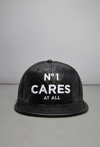21 Men Reason Na 1 Cares Quilted Faux Leather Baseball Cap