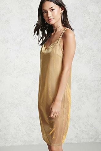 Forever21 Sheer Metallic Slip Dress
