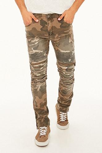 Forever21 Victorious Camo Distressed Moto Denim Pants
