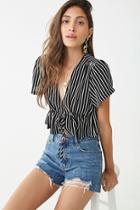 Forever21 Crepe Striped Tie-front Top