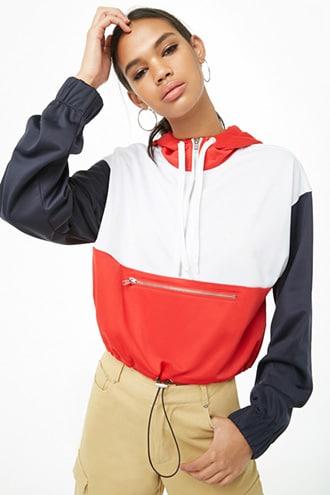 Forever21 Colorblocked Half-zip Hoodie
