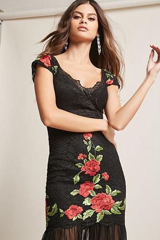 Forever21 Soieblu Embroidered Mermaid Gown