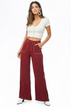 Forever21 Contrast-stitch Wide-leg Pants