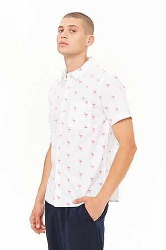 Forever21 Flamingo Curved Hem Shirt