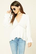 Forever21 Women's  Embroidered Lace Woven Top