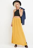 Forever21 Women's  Side-slit Satin Maxi Skirt (mustard)