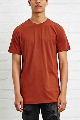 21 Men Men's  Rust Cotton-blend Longline Tee