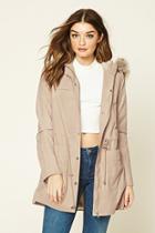 Forever21 Women's  Blush Faux Fur-lined Utility Jacket