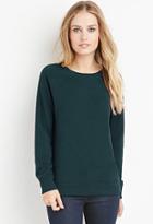 Forever21 Plus Women's  French Terry Raglan Sweatshirt (hunter Green)