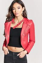 Forever21 Cropped Faux Leather Moto Jacket