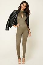 Forever21 Women's  Faux Suede Keyhole Jumpsuit
