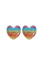 Forever21 Glitter Colorblock Heart Stud Earrings