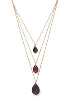 Forever21 Gold & Navy Faux Gem Layered Necklace