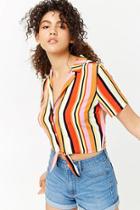 Forever21 Striped Tie-hem Shirt