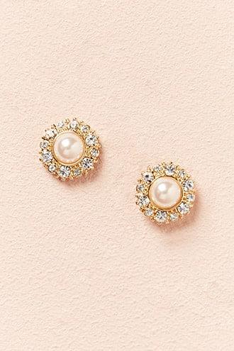 Forever21 Faux Pearl & Rhinestone Stud Earrings
