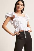 Forever21 Lace Ruffle-sleeve Woven Top