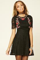 Forever21 Women's  Embroidered Eyelash Lace Dress