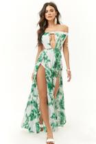 Forever21 Sheer Tropical Leaf Print Maxi Dress