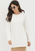 Forever21 Women's  Cream Dual Slit Woo-blend Sweater