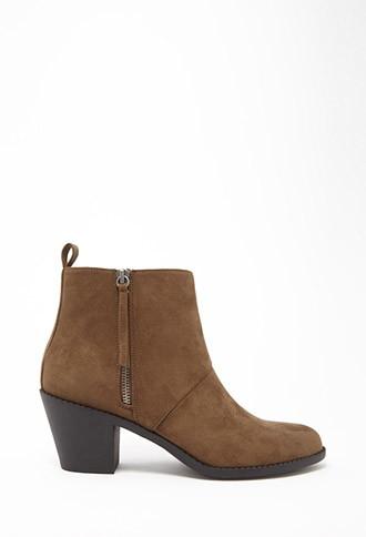 Forever21 Women's  Faux Suede Booties (olive)