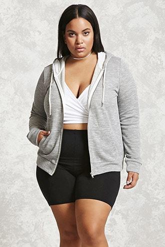 Forever21 Plus Size Marled Zip Hoodie