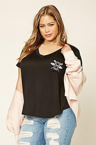 Forever21 Plus Size Wild Free Pocket Tee