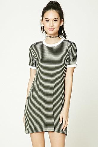 Forever21 Women's  Stripe Ringer T-shirt Dress
