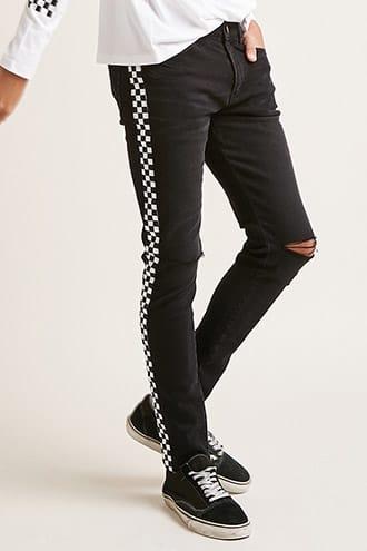 Forever21 Checkered Stripe Skinny Jeans