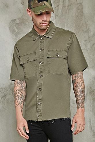 Forever21 Raw-cut Buttoned Shirt