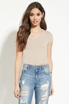 Forever21 Women's  Taupe V-neck Crop Top
