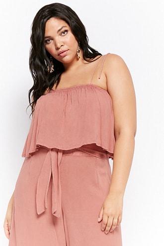 Forever21 Plus Size Boho Me Cropped Flounce Cami