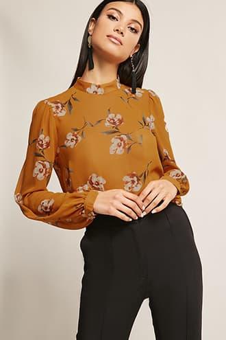 Forever21 Chiffon Floral Print Top