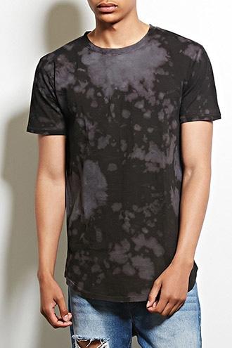 21 Men Men's  Black & Grey Entity Bleach Dye Cotton Tee
