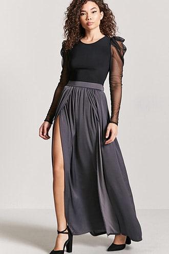 Forever21 Satin M-slit Maxi Skirt